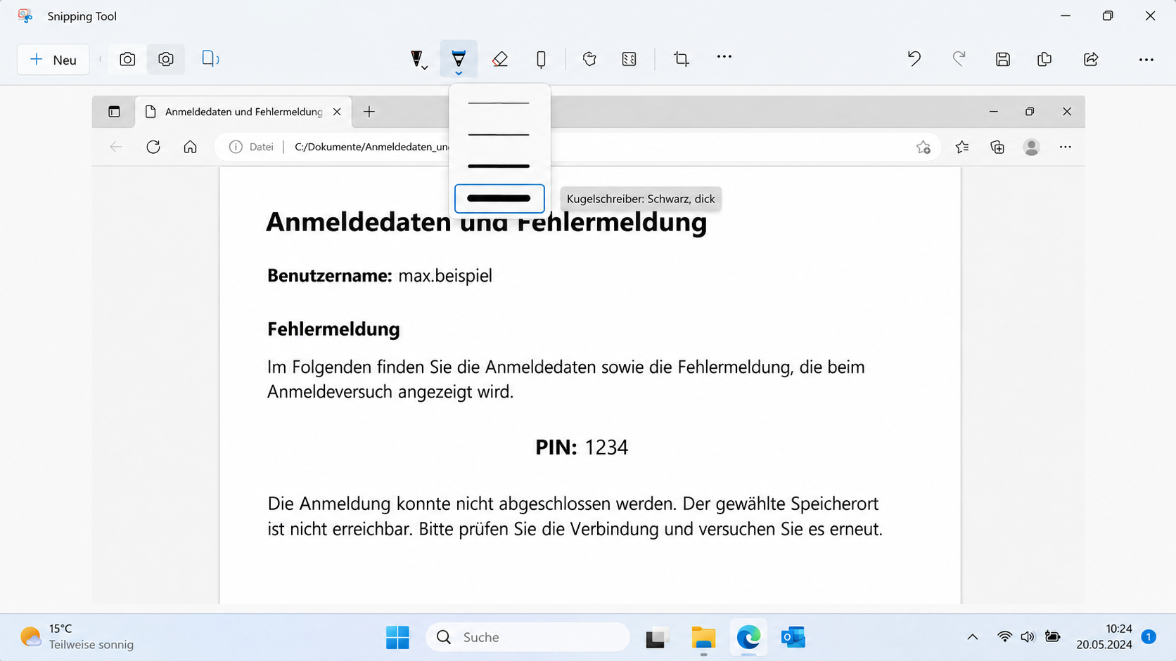 Schwarzen Stift wählen