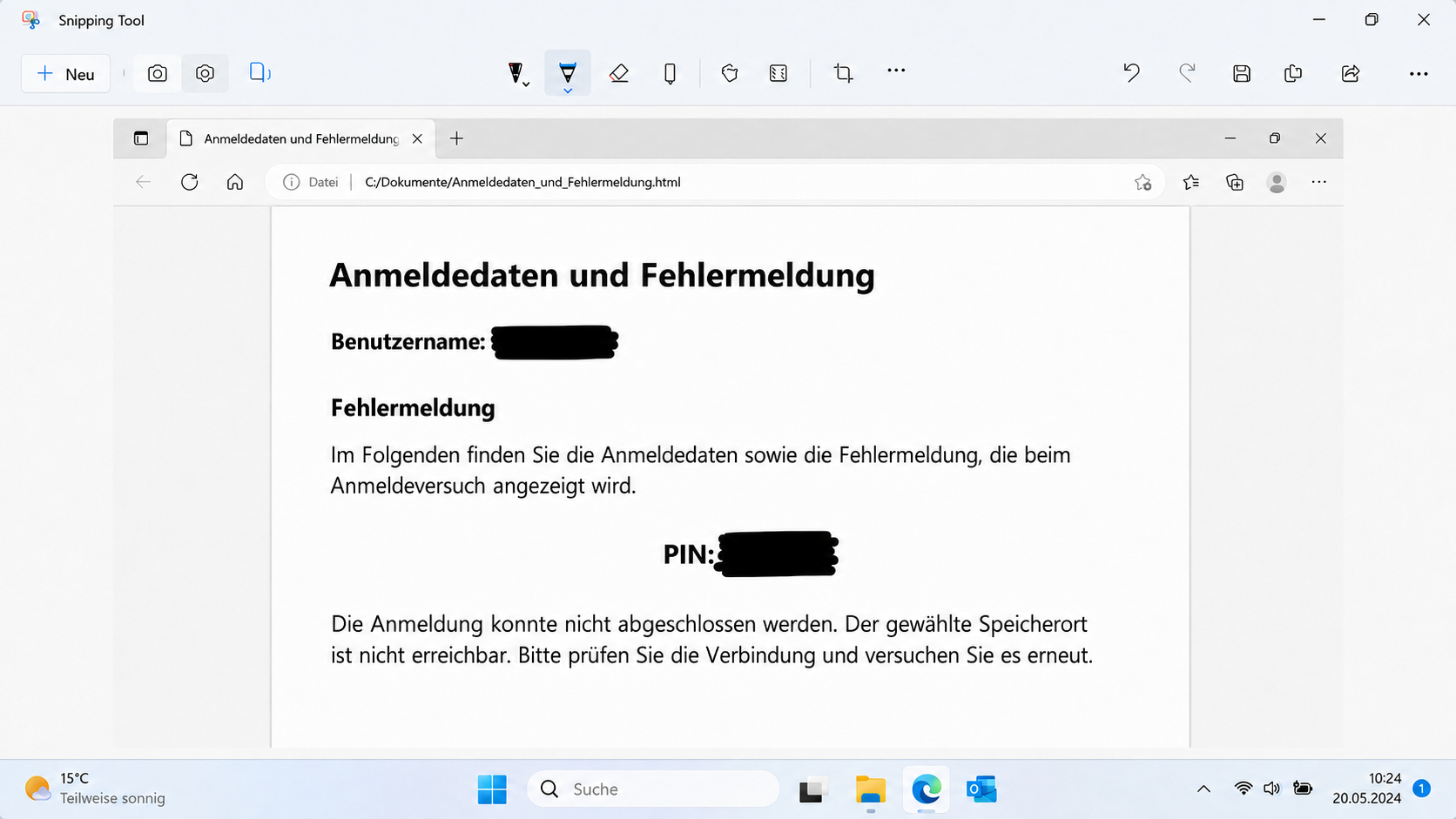 Benutzernamen schwärzen