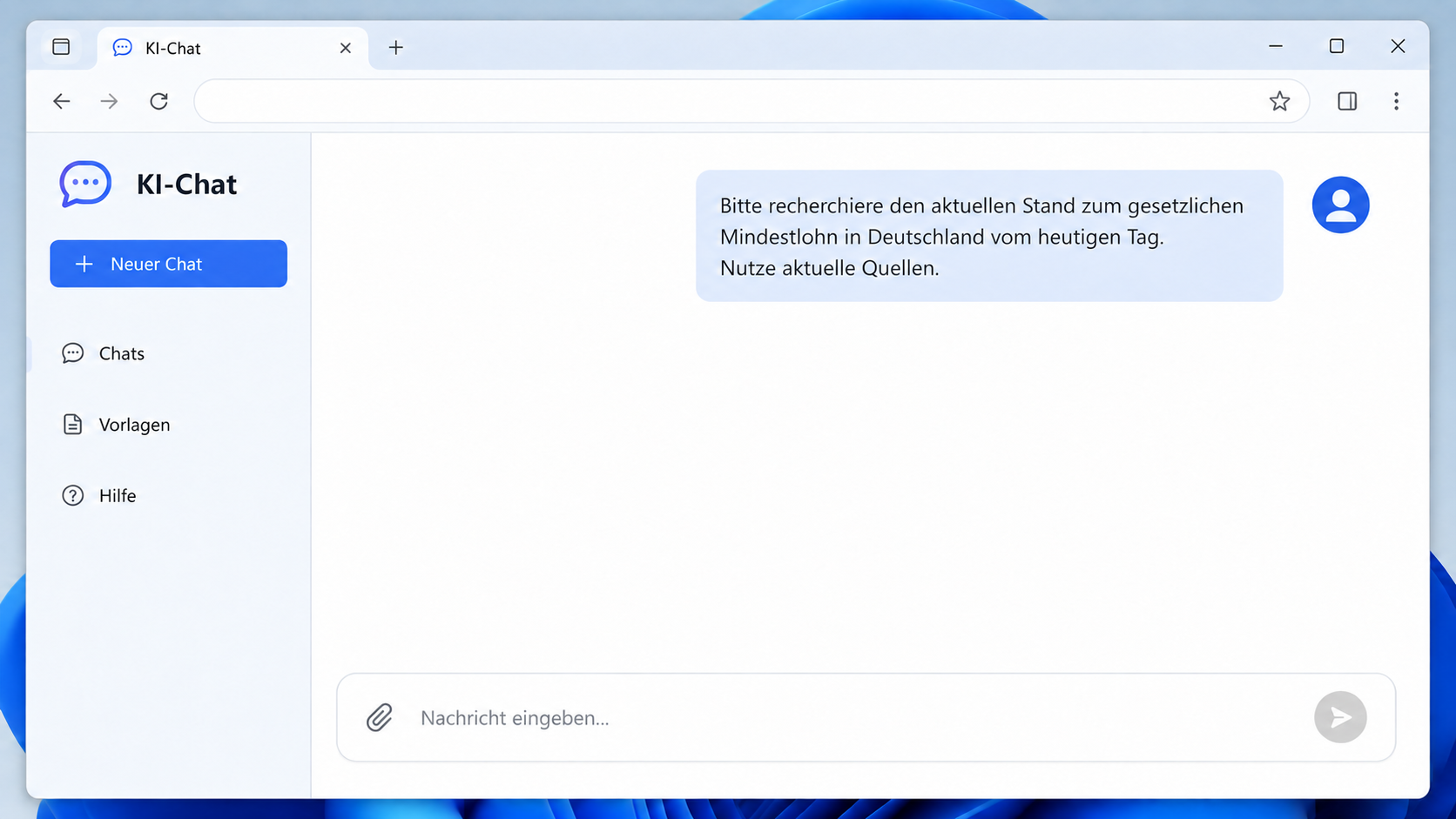 Frage an einen KI-Chat nach dem aktuellen Stand zum gesetzlichen Mindestlohn