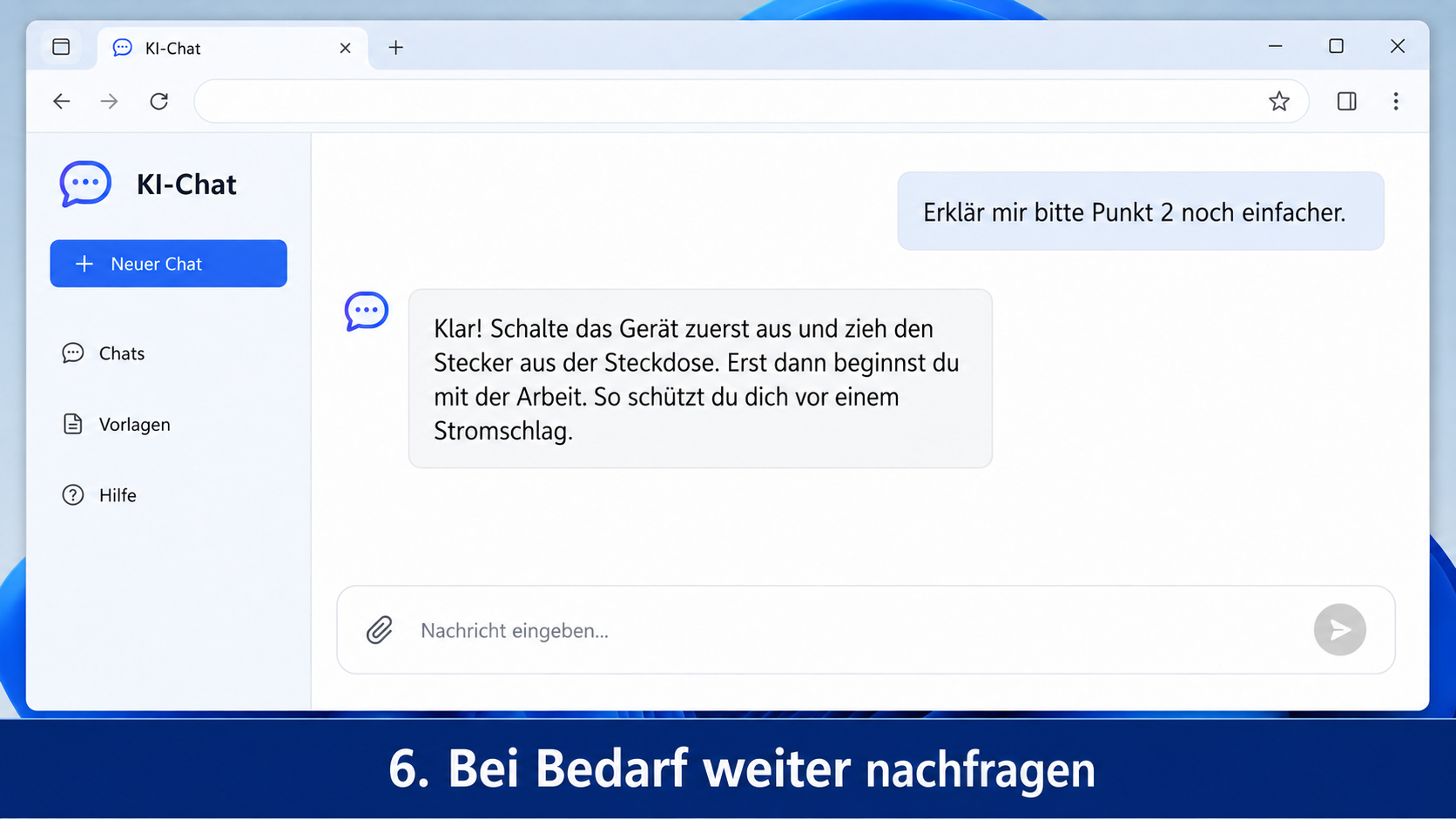 Weitere Rückfrage im KI-Chat zu einer zuvor hochgeladenen PDF