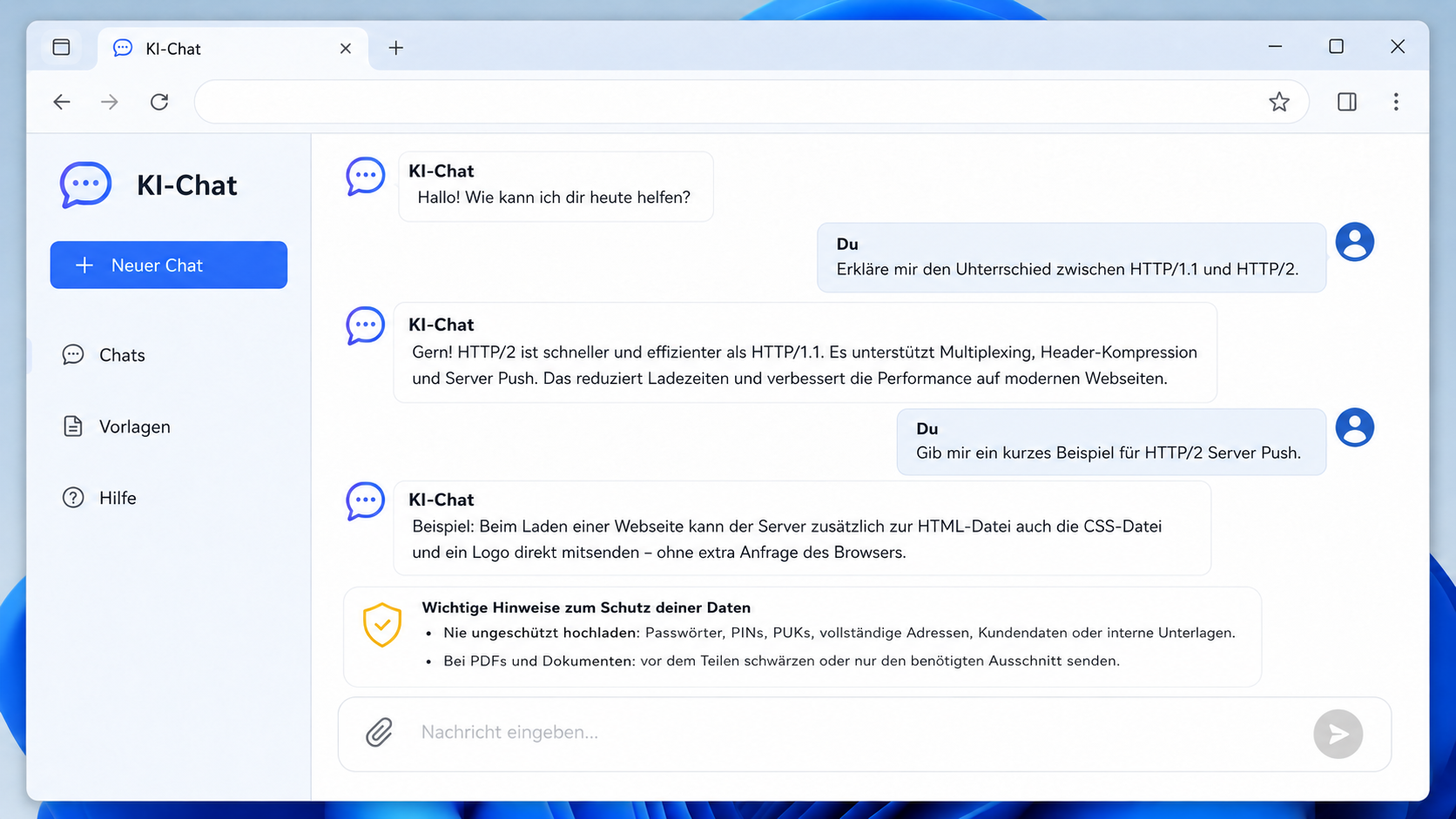 Abschlussregel zu sensiblen Daten im KI-Chat