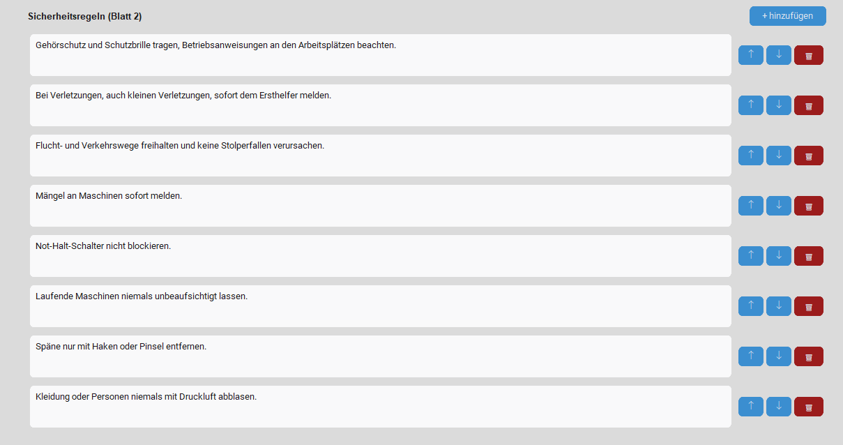 Sicherheitsregeln pflegen