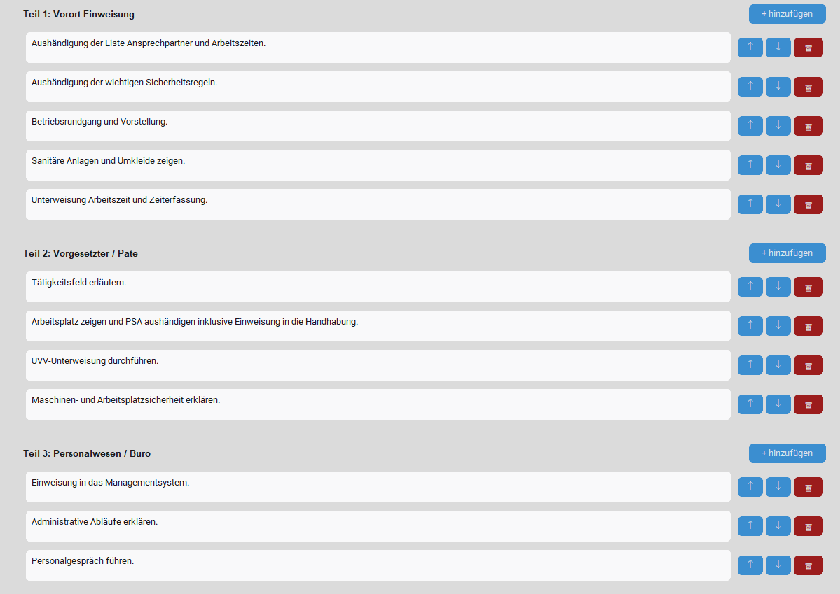 Unterweisungsphasen Teil 1 bis Teil 3