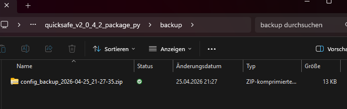 Backup-Ordner mit ZIP-Datei